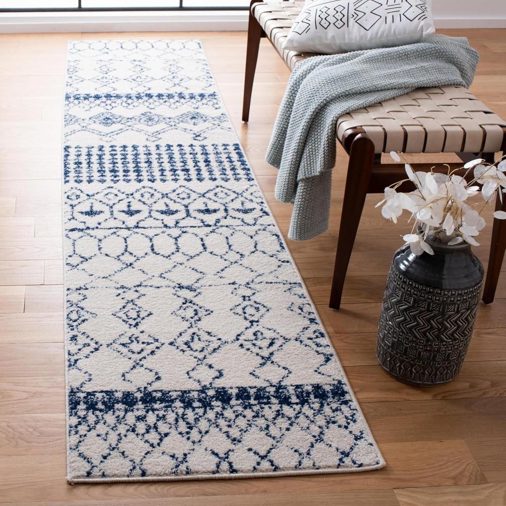 image:imageSAFAVIEH Area Rug 8x10 Tulum Collection Large Ivory amp Black Moroccan Boho Distressed Design NonShedding amp Easy Cleaning Ideal for Living Room Bedroom Office Dining Space TUL229BIvoryNavy