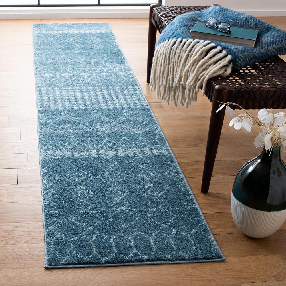 image:imageSAFAVIEH Area Rug 8x10 Tulum Collection Large Ivory amp Black Moroccan Boho Distressed Design NonShedding amp Easy Cleaning Ideal for Living Room Bedroom Office Dining Space TUL229BTurquoiseBlue