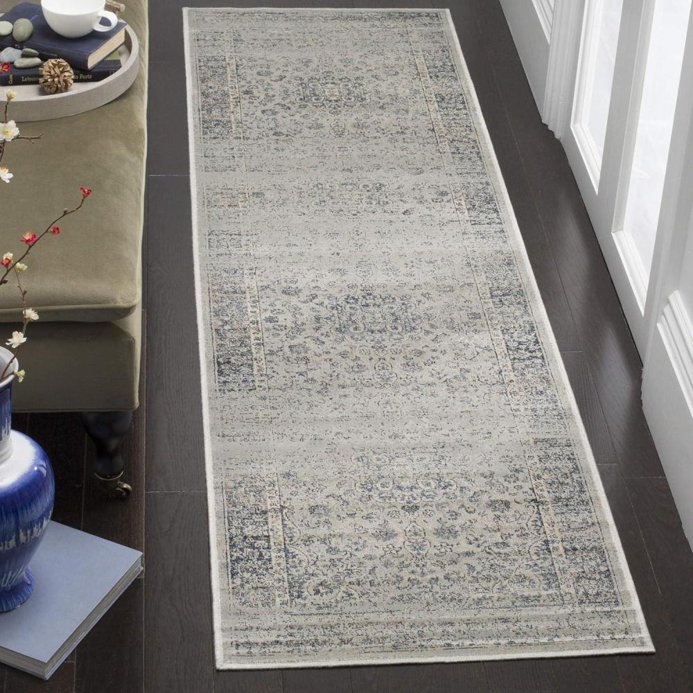 image:imageSAFAVIEH Area Rug 8x10 Vintage Collection Large Warm Beige Viscose Distressed Design Slip Resistant Ideal for Living Room Bedroom Office Dining Space VTG113660Light Blue