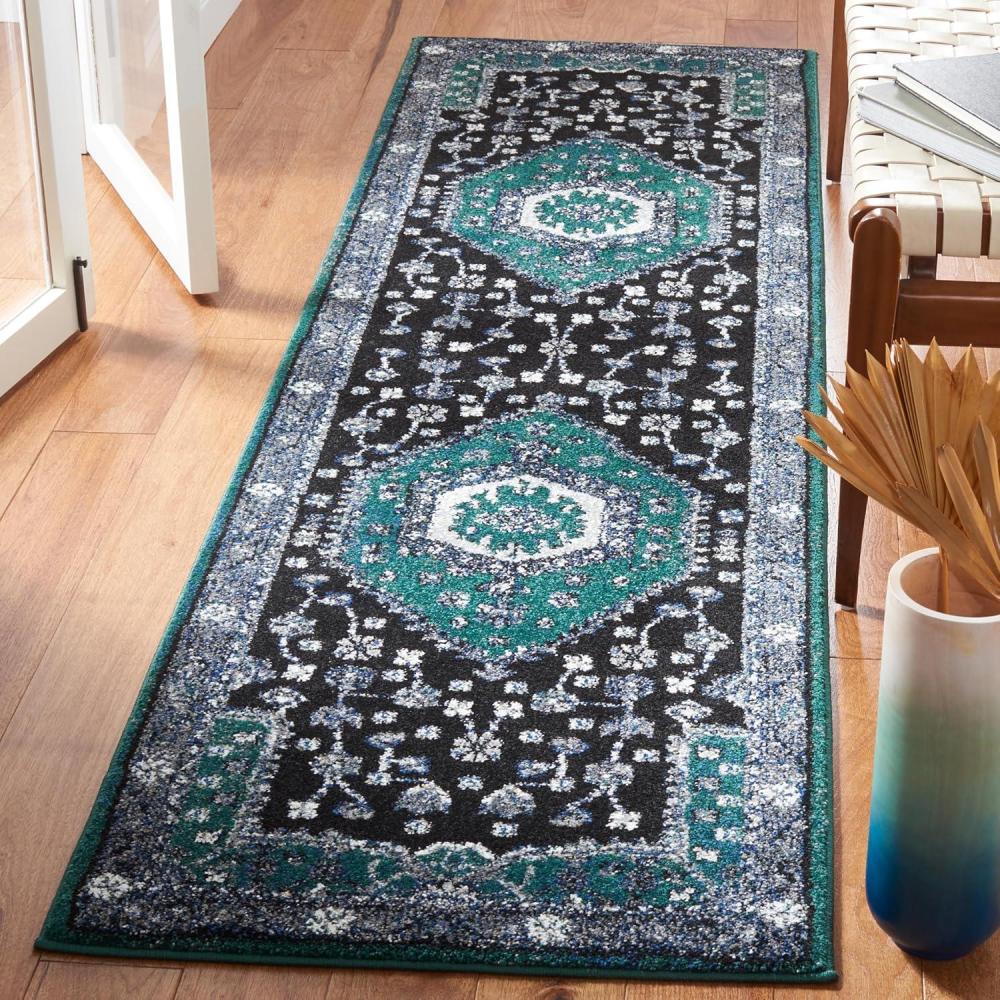 image:imageSAFAVIEH Area Rug 8x10 Vintage Hamadan Collection Large Turquoise amp Black Traditional Oriental Design NonShedding amp Easy Cleaning Ideal for Living Room Bedroom Dining Space VTH204KGreenBlack