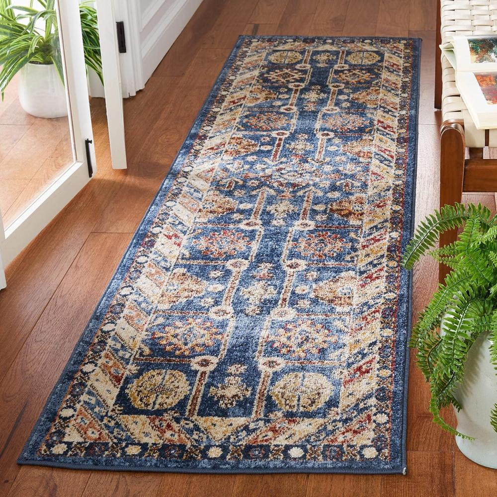 image:imageSAFAVIEH Bijar Collection Area Rug 67 x 9 Royal amp Ivory Traditional Oriental Distressed Design NonShedding amp Easy Care Ideal for High Traffic Areas in Living Room Bedroom BIJ653BRoyalIvory