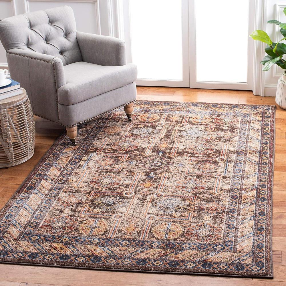 image:imageSAFAVIEH Bijar Collection Area Rug 67 x 9 Royal amp Ivory Traditional Oriental Distressed Design NonShedding amp Easy Care Ideal for High Traffic Areas in Living Room Bedroom BIJ653BBrownIvory