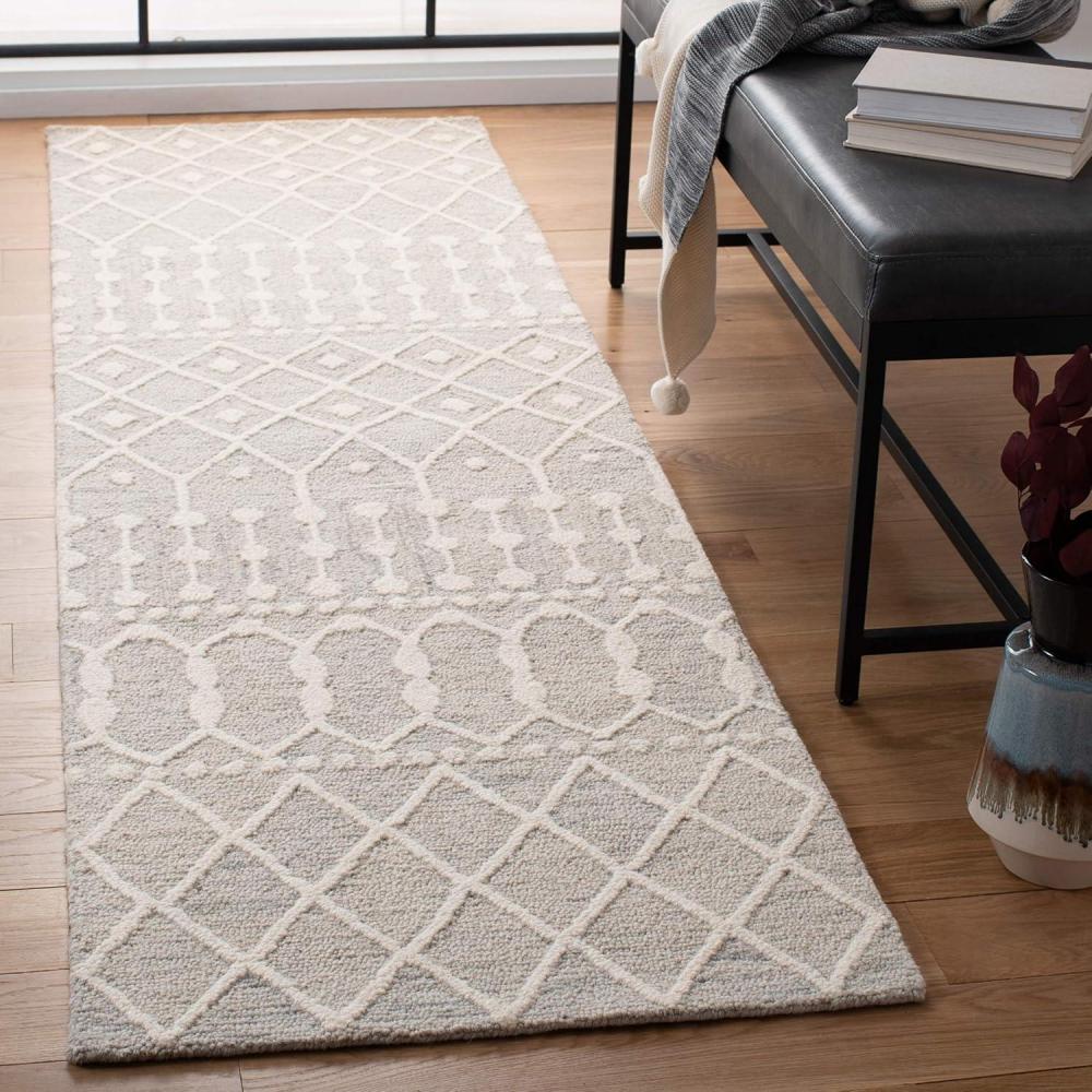 image:imageSAFAVIEH Blossom Collection Area Rug 6 Square Beige amp Ivory Handmade Moroccan Wool Ideal for High Traffic Areas in Living Room Bedroom BLM115BSilverIvory