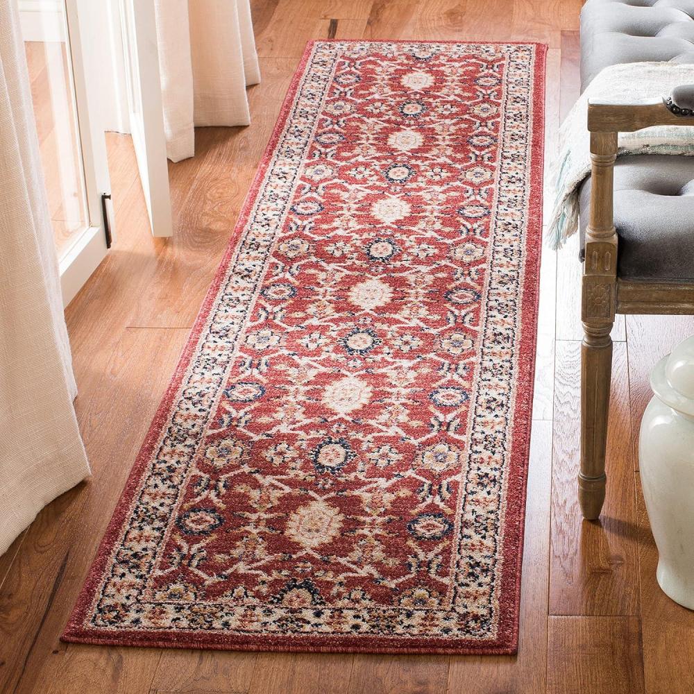 image:imageSAFAVIEH Charleston Collection Area Rug 67 Square Ivory amp Red Oriental Distressed Design NonShedding amp Easy Care Ideal for High Traffic Areas in Living Room Bedroom CHL412ARedIvory