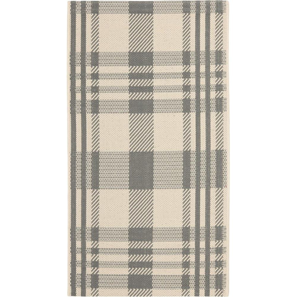 image:imageSAFAVIEH Courtyard Collection 9 x 12 GreenBeige CY6201 Plaid IndoorOutdoor Waterproof EasyCleaning Patio Backyard Mudroom AreaRugGreyBone