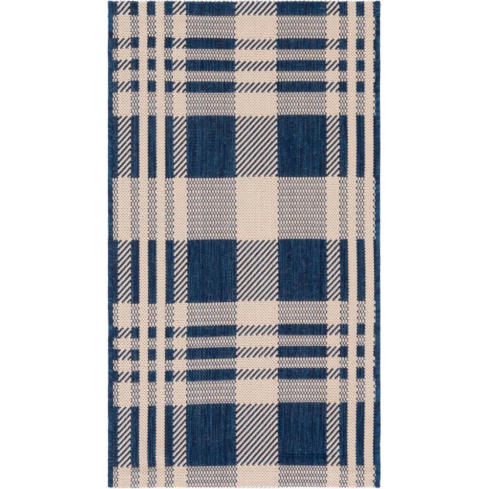image:imageSAFAVIEH Courtyard Collection 9 x 12 GreenBeige CY6201 Plaid IndoorOutdoor Waterproof EasyCleaning Patio Backyard Mudroom AreaRugNavyBeige