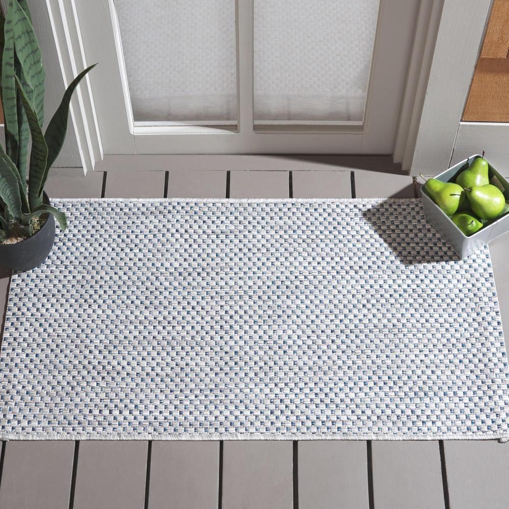 image:imageSAFAVIEH Courtyard Collection Area Rug 8 x 10 Natural amp Cream NonShedding amp Easy Care IndoorOutdoor amp WashableIdeal for Patio Backyard Mudroom CY852103012GreyNavy