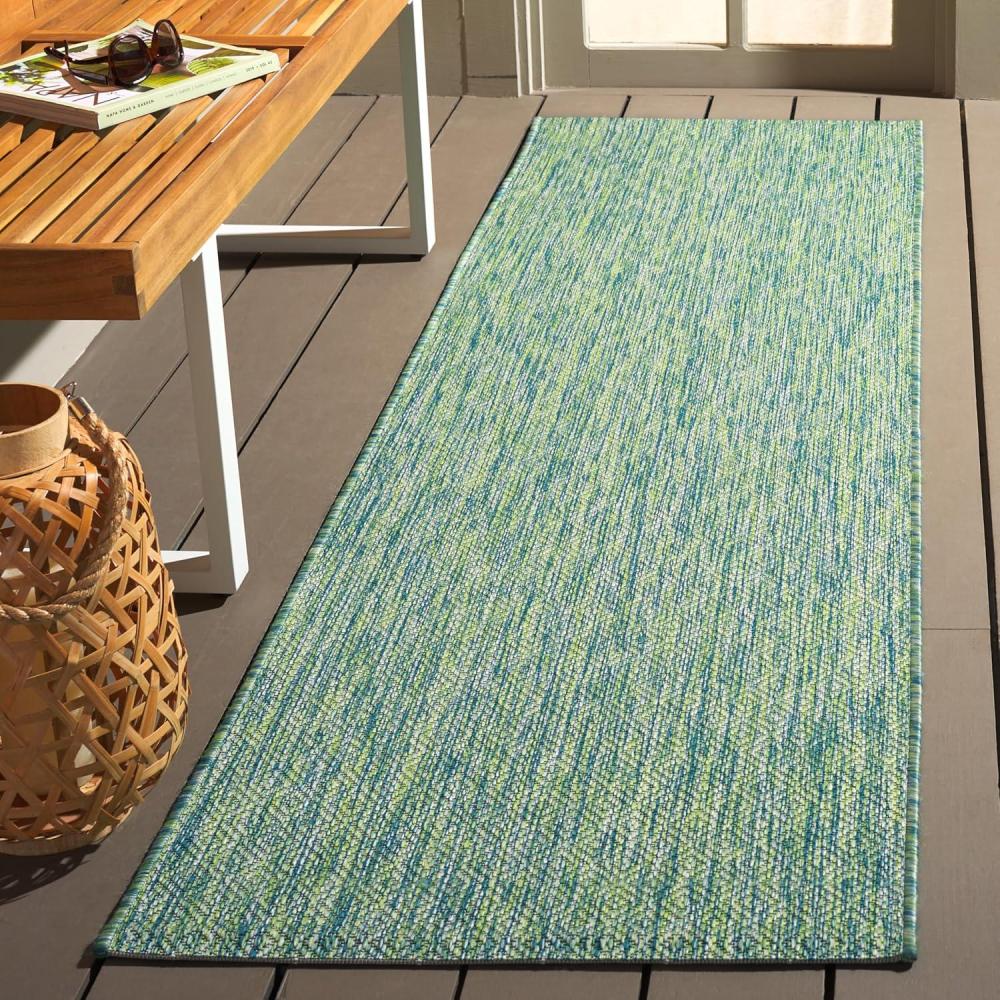 image:imageSAFAVIEH Courtyard Collection Area Rug 8 x 10 Natural amp Cream NonShedding amp Easy Care IndoorOutdoor amp WashableIdeal for Patio Backyard Mudroom CY852103012GreenBlue