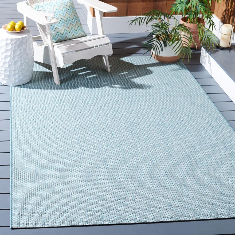 image:imageSAFAVIEH Courtyard Collection Area Rug 8 x 10 Natural amp Cream NonShedding amp Easy Care IndoorOutdoor amp WashableIdeal for Patio Backyard Mudroom CY852103012AquaGrey