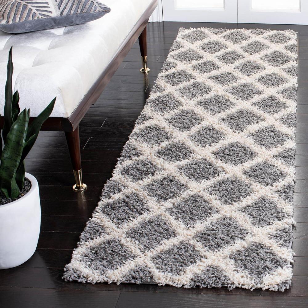 image:imageSAFAVIEH Dallas Shag Collection Area Rug 51 x 76 Seafoam amp Ivory Trellis Design NonShedding amp Easy Care 15inch Thick Ideal for High Traffic Areas in Living Room Bedroom SGD258CGreyIvory