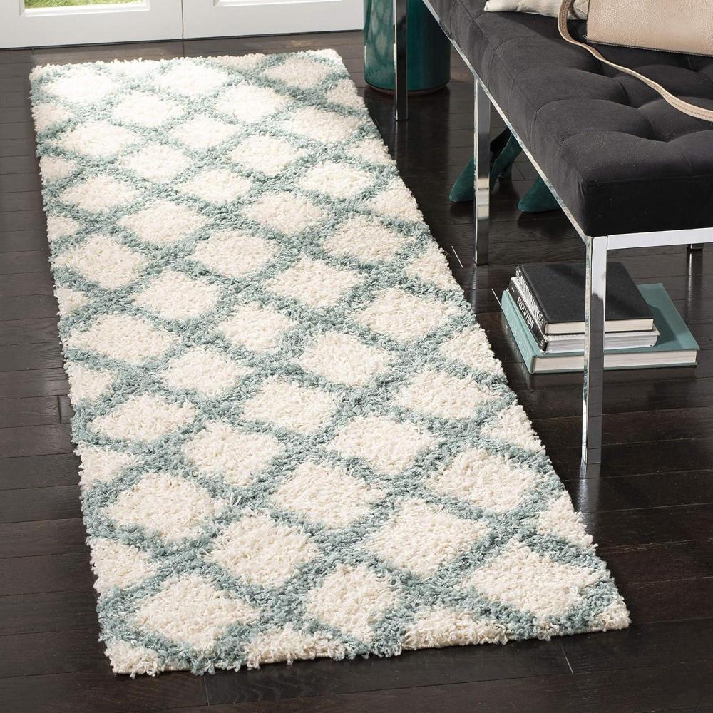 image:imageSAFAVIEH Dallas Shag Collection Area Rug 51 x 76 Seafoam amp Ivory Trellis Design NonShedding amp Easy Care 15inch Thick Ideal for High Traffic Areas in Living Room Bedroom SGD258CIvorySeafoam