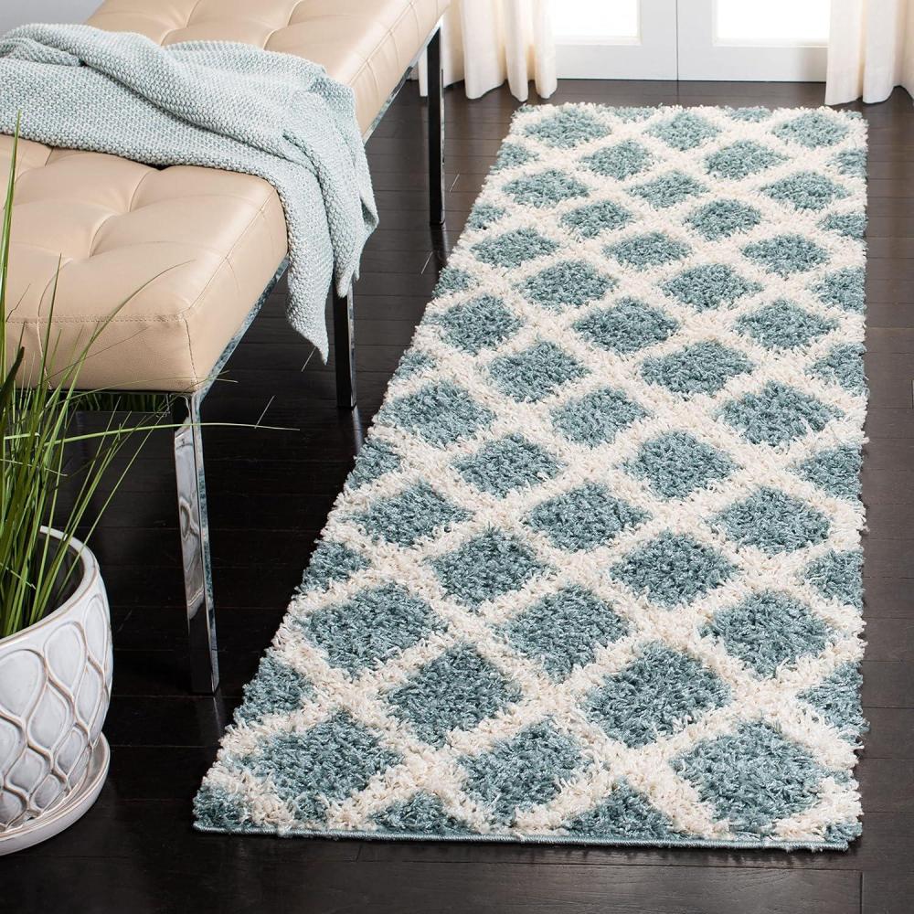 image:imageSAFAVIEH Dallas Shag Collection Area Rug 51 x 76 Seafoam amp Ivory Trellis Design NonShedding amp Easy Care 15inch Thick Ideal for High Traffic Areas in Living Room Bedroom SGD258CSeafoamIvory