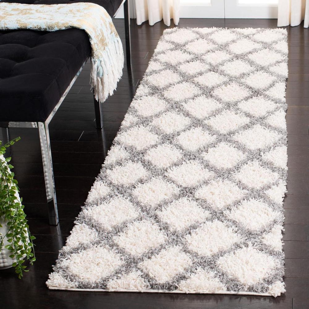 image:imageSAFAVIEH Dallas Shag Collection Area Rug 51 x 76 Seafoam amp Ivory Trellis Design NonShedding amp Easy Care 15inch Thick Ideal for High Traffic Areas in Living Room Bedroom SGD258CIvoryGrey