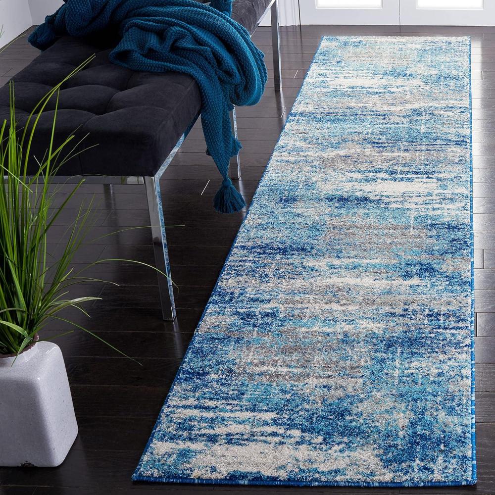 image:imageSAFAVIEH Evoke Collection 8 x 10 Ivory Dark Grey EVK272G Modern Abstract NonShedding Living Room Bedroom Dining Home Office Area RugLight BlueGrey