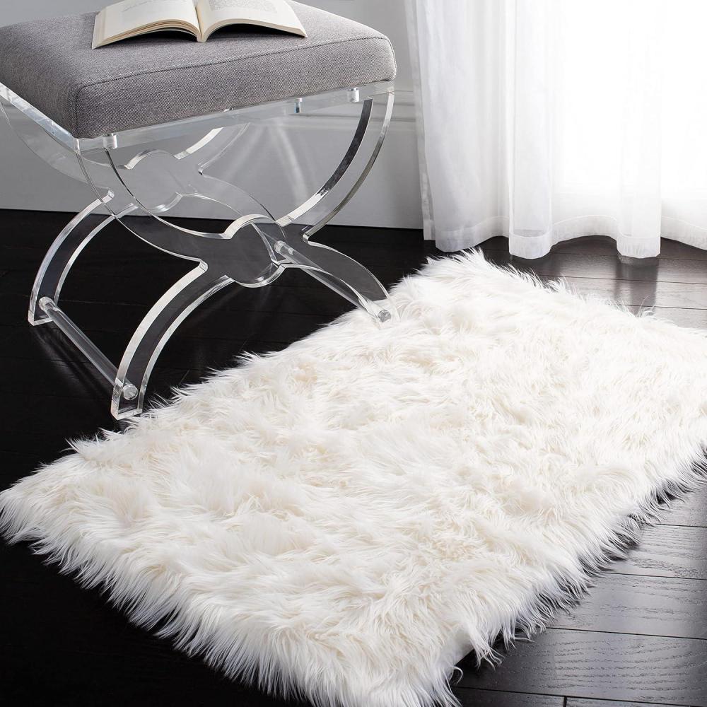 image:imageSAFAVIEH Faux Sheep Skin Collection 3 x 5 Ivory FSS235A Silken Glam 235inch Thick Area RugIvory