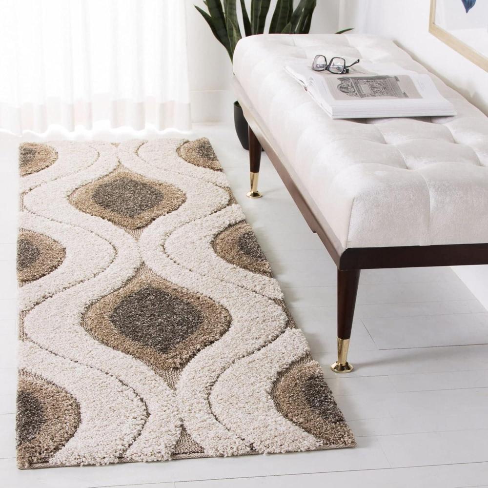image:imageSAFAVIEH Florida Shag Collection Area Rug 86 x 12 Cream amp Smoke Modern Ogee Design NonShedding amp Easy Care 12inch Thick Ideal for High Traffic Areas in Living Room Bedroom SG4611179CreamSmoke