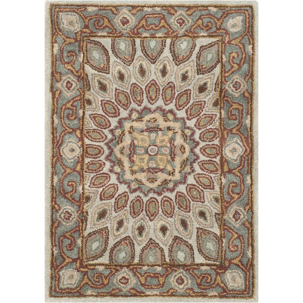 image:imageSAFAVIEH Heritage Collection Area Rug  5 x 8 Light Brown amp Grey Handmade Traditional Oriental Wool Ideal for High Traffic Areas in Living Room Bedroom HG914ABlueGrey