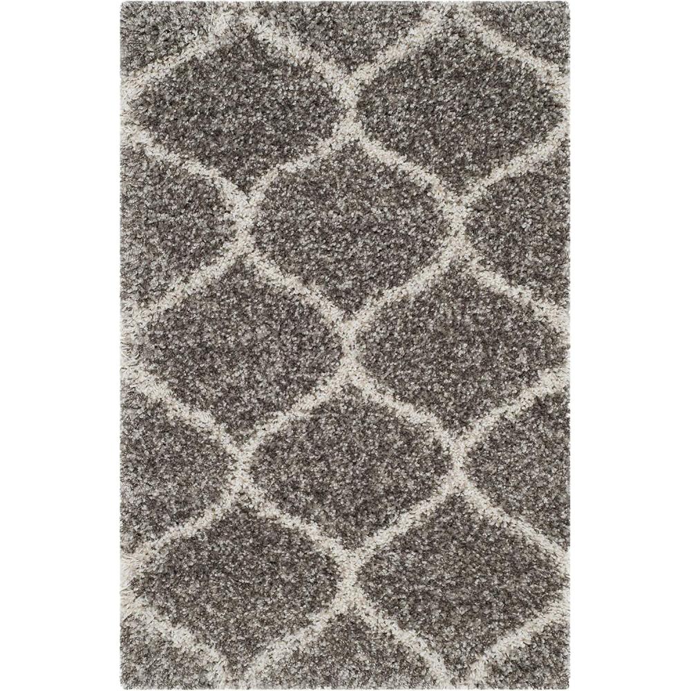 image:imageSAFAVIEH Hudson Shag Collection Area Rug  53 x 76 Grey amp Ivory Moroccan Trellis Design NonShedding amp Easy Care 2inch Thick Ideal for High Traffic Areas in Living Room Bedroom SGH280BGreyIvory