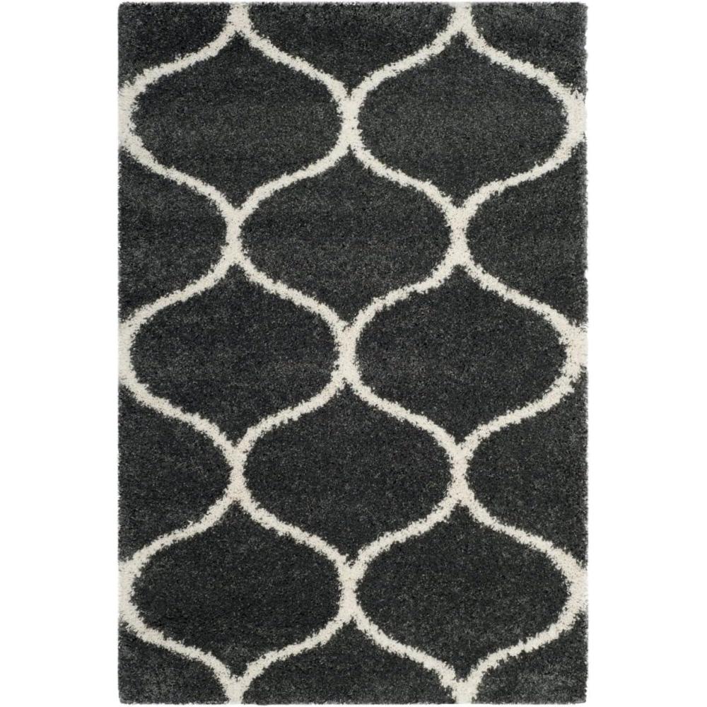 image:imageSAFAVIEH Hudson Shag Collection Area Rug  53 x 76 Grey amp Ivory Moroccan Trellis Design NonShedding amp Easy Care 2inch Thick Ideal for High Traffic Areas in Living Room Bedroom SGH280BDark GreyIvory