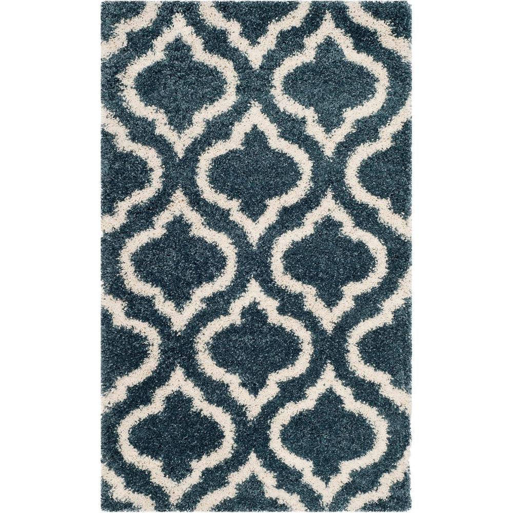 image:imageSAFAVIEH Hudson Shag Collection Area Rug  6 x 9 Grey amp Ivory Moroccan Design NonShedding amp Easy Care 2inch Thick Ideal for High Traffic Areas in Living Room Bedroom SGH284BSlate BlueIvory