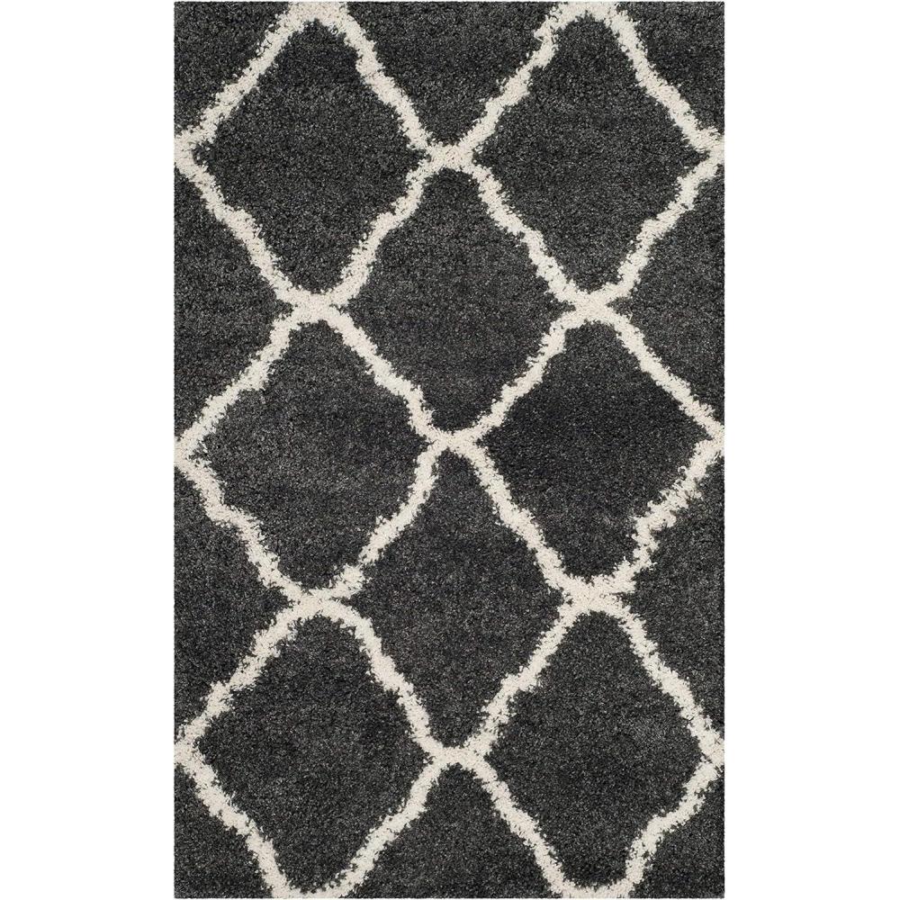 image:imageSAFAVIEH Hudson Shag Collection Area Rug 8 x 10 Slate Blue amp Ivory Moroccan Trellis Design NonShedding amp Easy Care 2inch Thick Ideal for High Traffic Areas in Living Room Bedroom SGH283LDark GreyIvory