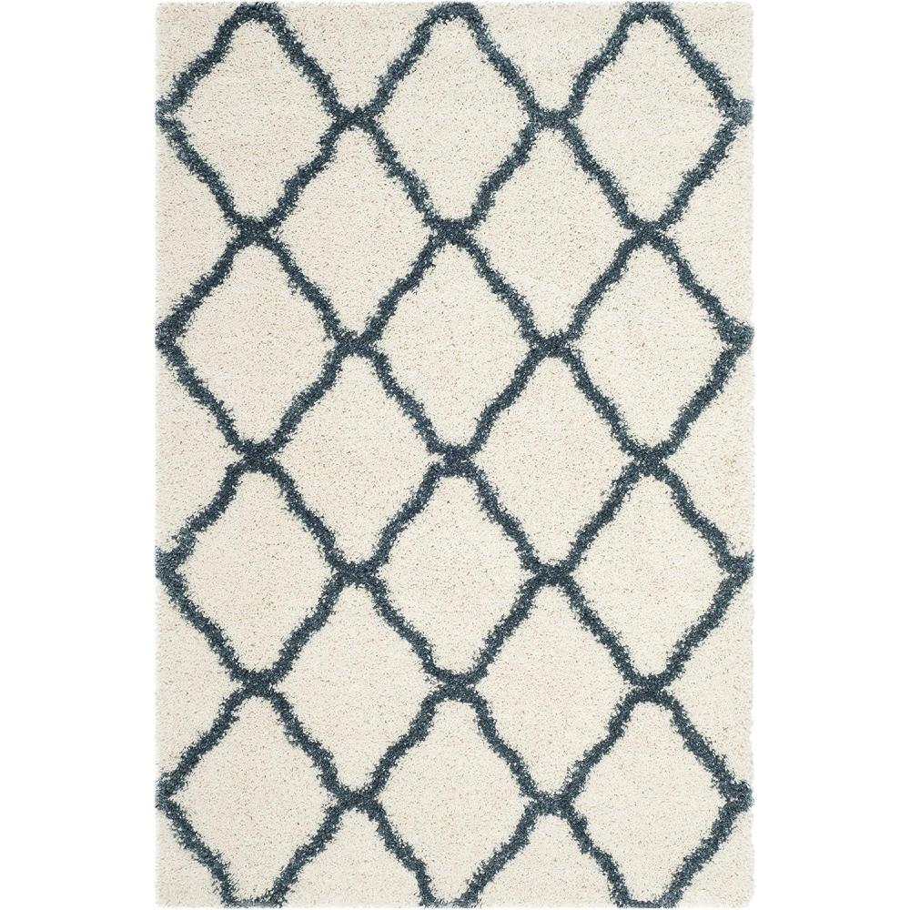 image:imageSAFAVIEH Hudson Shag Collection Area Rug 8 x 10 Slate Blue amp Ivory Moroccan Trellis Design NonShedding amp Easy Care 2inch Thick Ideal for High Traffic Areas in Living Room Bedroom SGH283LIvorySteel Blue