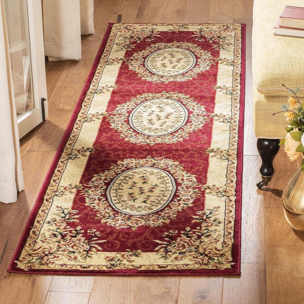 image:imageSAFAVIEH Lyndhurst Collection Area Rug  8 x 11 Red amp Ivory Traditional European Medallion Design NonShedding amp Easy Care Ideal for High Traffic Areas in Living Room Bedroom LNH328CRedIvory