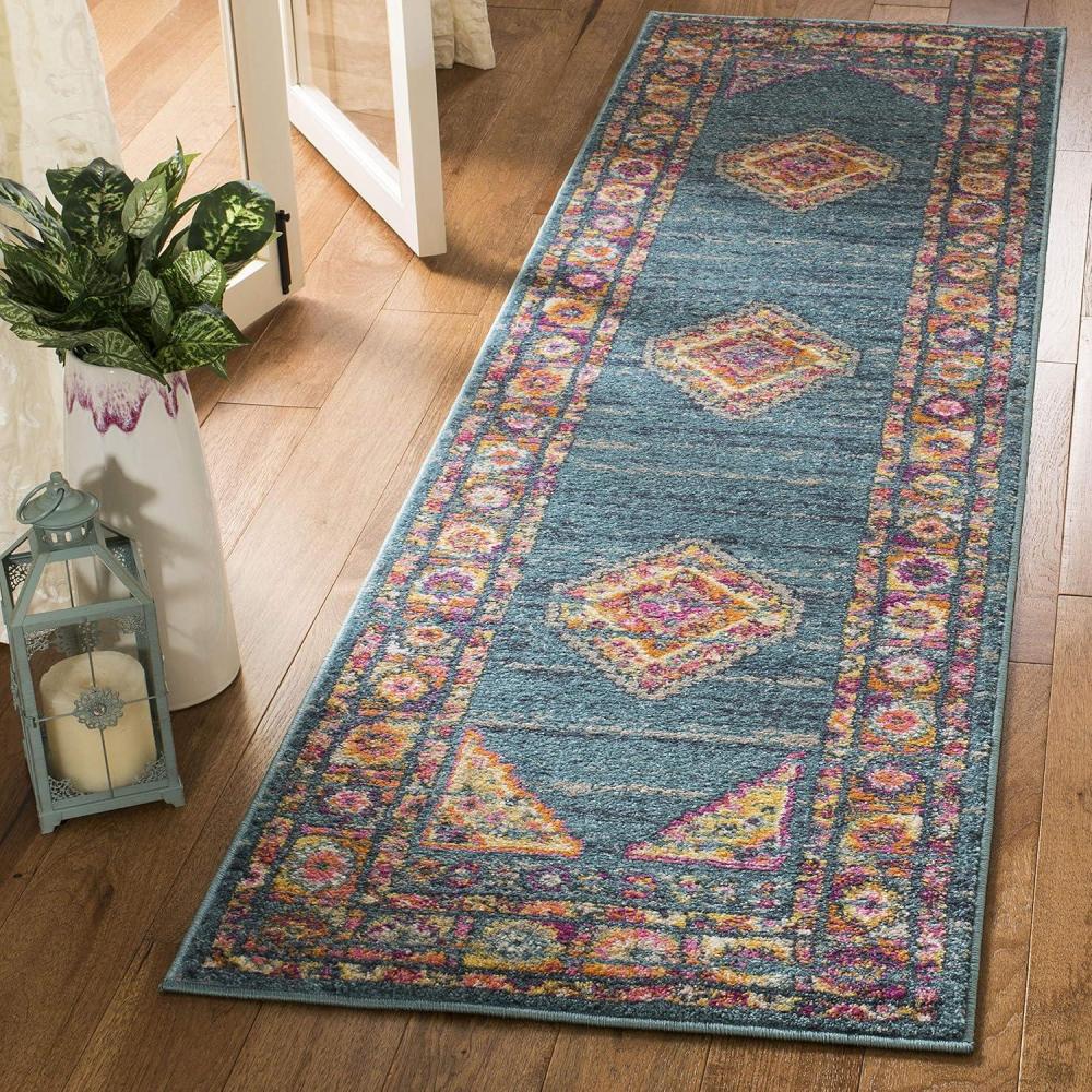 image:imageSAFAVIEH Madison Collection Area Rug 51 x 76 Light Blue amp Orange Boho Chic Medallion Design NonShedding amp Easy Care Ideal for High Traffic Areas in Living Room Bedroom MAD133ALight BlueOrange