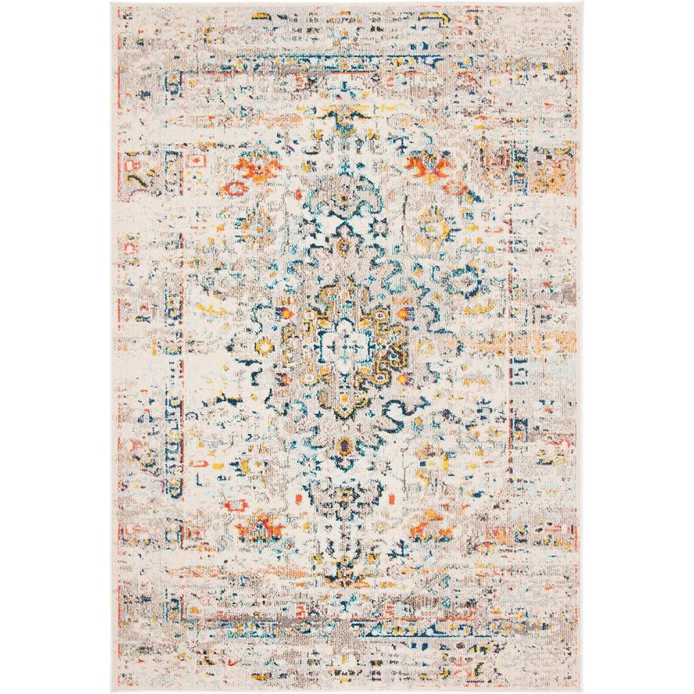image:imageSAFAVIEH Madison Collection Area Rug 53 x 76 Cream amp Blue Boho Distressed Medallion Design NonShedding amp Easy Care Ideal for High Traffic Areas in Living Room Bedroom MAD474BCreamBlue
