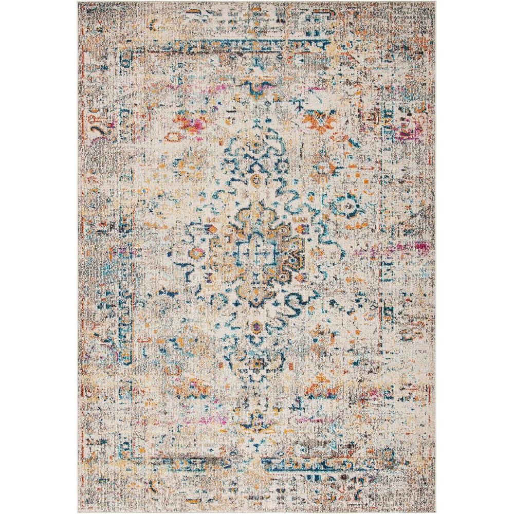 image:imageSAFAVIEH Madison Collection Area Rug 53 x 76 Cream amp Blue Boho Distressed Medallion Design NonShedding amp Easy Care Ideal for High Traffic Areas in Living Room Bedroom MAD474BGreyGold