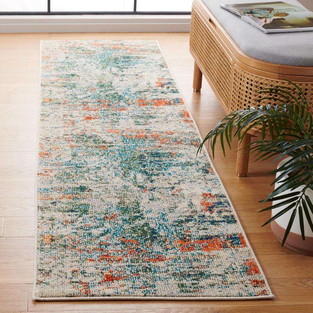 image:imageSAFAVIEH Madison Collection Area Rug 53 x 76 Cream amp Orange Modern Abstract Design NonShedding amp Easy Care Ideal for High Traffic Areas in Living Room Bedroom MAD478BGreenRust