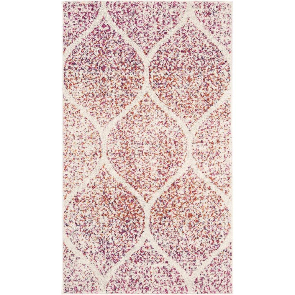 image:imageSAFAVIEH Madison Collection Area Rug 53 x 76 Creme amp Yellow Glam Ogee Trellis Distressed Design NonShedding amp Easy Care Ideal for High Traffic Areas in Living Room Bedroom MAD604CCreamFuchsia