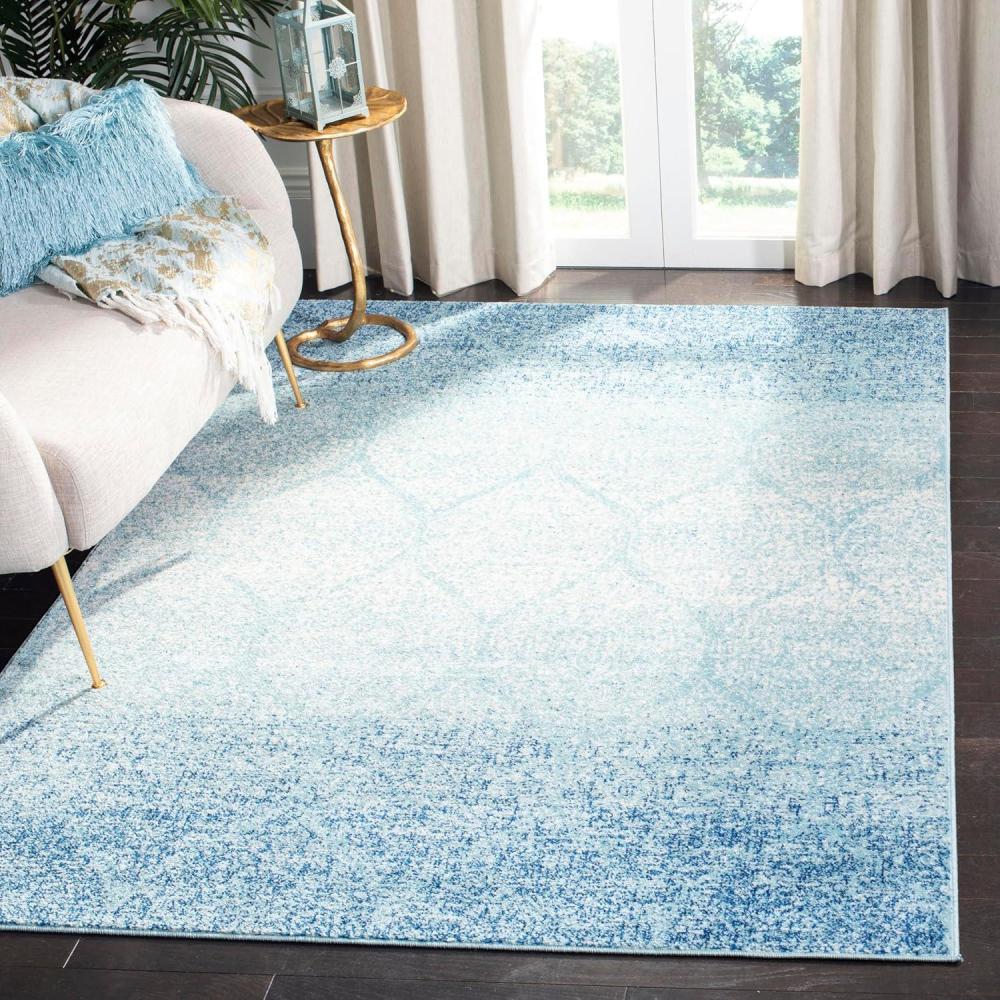 image:imageSAFAVIEH Madison Collection Area Rug 53 x 76 Creme amp Yellow Glam Ogee Trellis Distressed Design NonShedding amp Easy Care Ideal for High Traffic Areas in Living Room Bedroom MAD604CBlueTurquoise