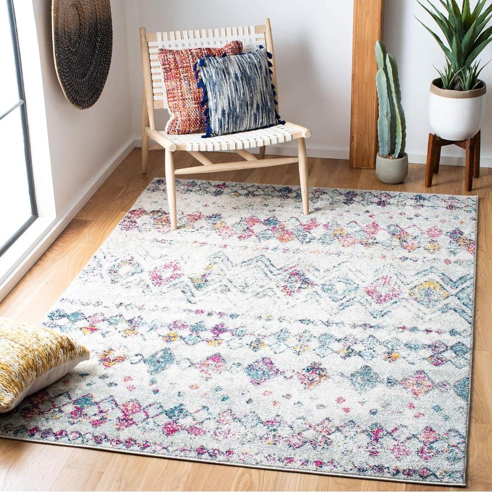 image:imageSAFAVIEH Madison Collection Area Rug 53 x 76 Grey amp Purple Moroccan Boho Distressed Design NonShedding amp Easy Care Ideal for High Traffic Areas in Living Room Bedroom MAD798J
