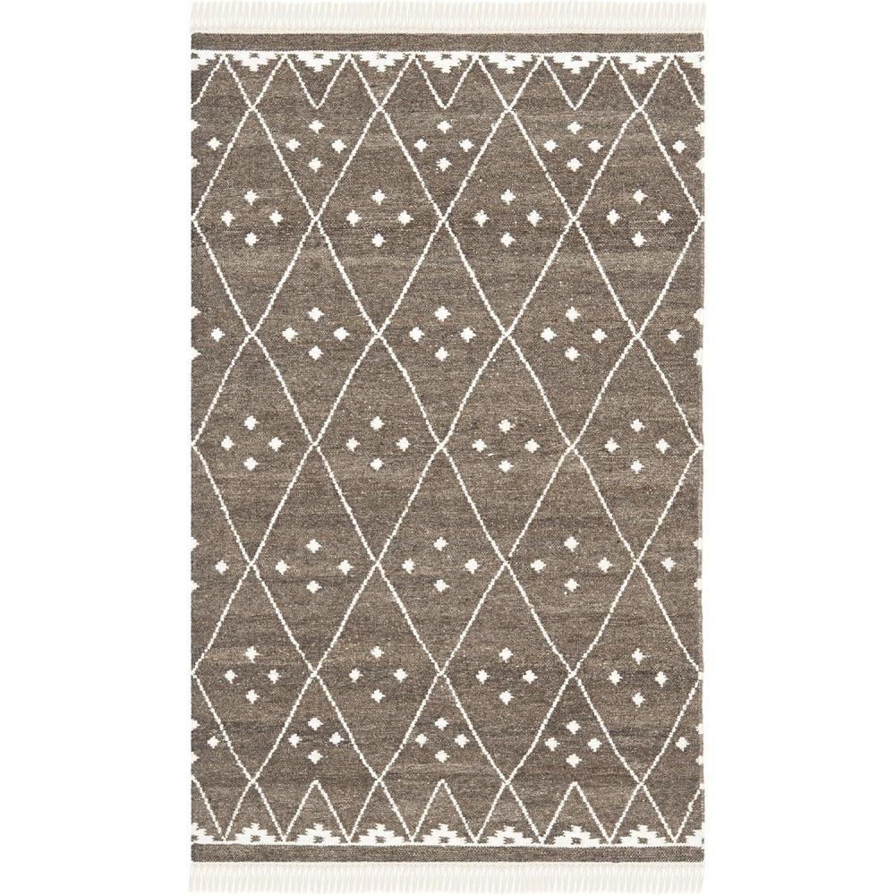 image:imageSAFAVIEH Natural Kilim Collection Area Rug 5 x 8 Natural amp Ivory Handmade Moroccan Boho Tribal Wool amp Viscose Ideal for High Traffic Areas in Living Room Bedroom NKM316BBrownIvory