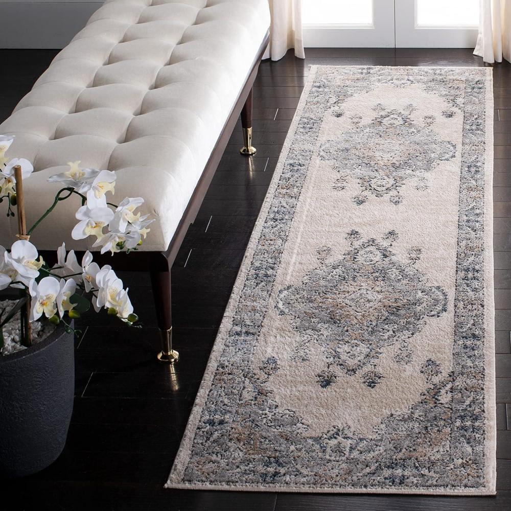 image:imageSAFAVIEH Oregon Collection Area Rug 8 x 10 Beige amp Grey Oriental Distressed Design NonShedding amp Easy Care Ideal for High Traffic Areas in Living Room Bedroom ORE898BBeigeGrey