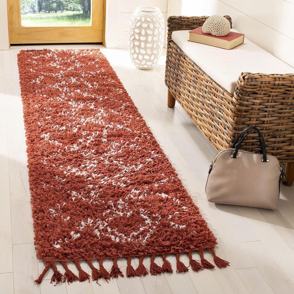 image:imageSAFAVIEH Pro Luxe Shag Collection Area Rug 5 x 8 Blue amp Creme Moroccan Boho Tassel Design NonShedding amp Easy Care 24inch Thick Ideal for High Traffic Areas in Living Room Bedroom PLX432LRustCreme