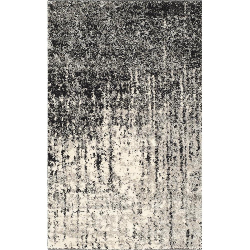 image:imageSAFAVIEH Retro Collection Area Rug 8 x 10 Black amp Light Grey Modern Abstract Design NonShedding amp Easy Care Ideal for High Traffic Areas in Living Room Bedroom RET27709079BlackLight Grey