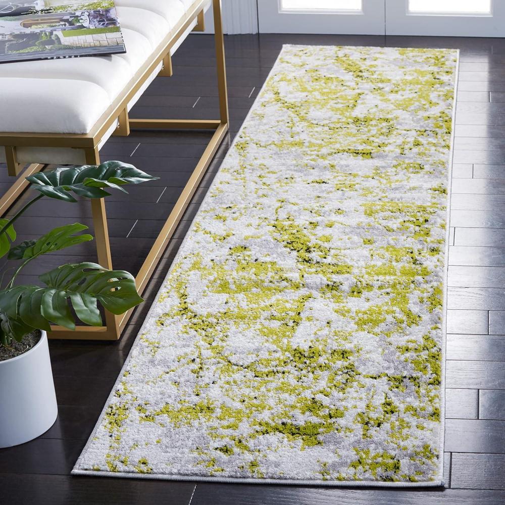 image:imageSAFAVIEH Skyler Collection 8 x 10 BlueIvory SKY186M Modern Abstract NonShedding Living Room Bedroom Dining Home Office Area RugGreyGreen