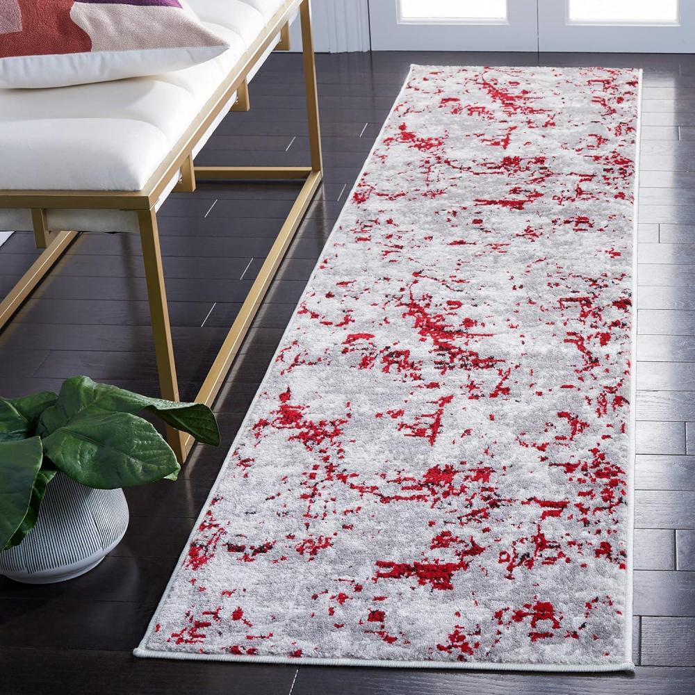 image:imageSAFAVIEH Skyler Collection 8 x 10 BlueIvory SKY186M Modern Abstract NonShedding Living Room Bedroom Dining Home Office Area RugGreyRed