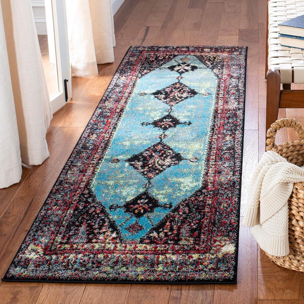 image:imageSAFAVIEH Vintage Hamadan Collection Area Rug  53 x 76 Orange amp Multi Traditional Persian Design NonShedding amp Easy Care Ideal for High Traffic Areas in Living Room Bedroom VTH217BRedLight Blue