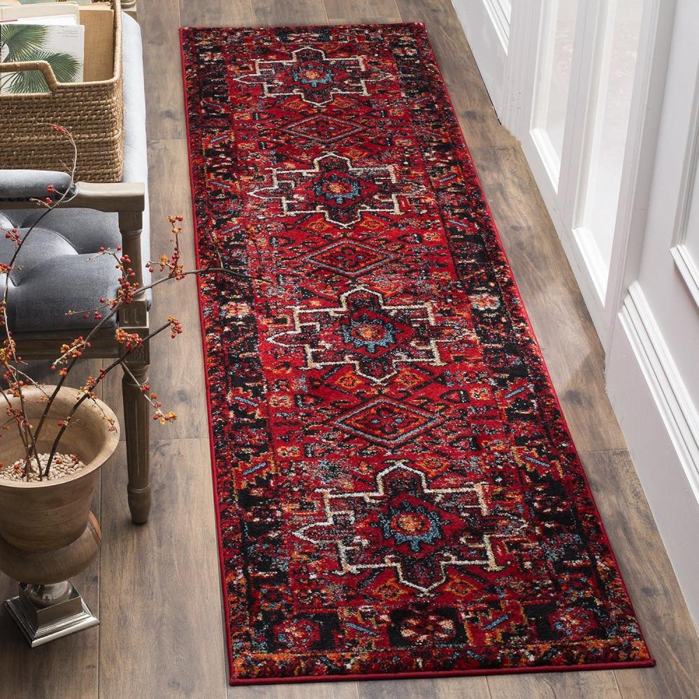 image:imageSAFAVIEH Vintage Hamadan Collection Area Rug 8 Round Red amp Multi Traditional Persian Design NonShedding amp Easy to Clean Ideal for Living Room Bedroom Dining Space VTH211ARedMulti