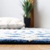 SAFAVIEH Blossom Collection Area Rug – 6′ Square, Beige & Ivory, Handmade Moroccan Wool, Ideal for High Traffic Areas in Living Room, Bedroom (BLM115B)(Navy/Ivory)