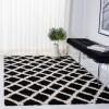 SAFAVIEH Dallas Shag Collection Area Rug – 5’1″ x 7’6″, Seafoam & Ivory, Trellis Design, Non-Shedding & Easy Care, 1.5-inch Thick Ideal for High Traffic Areas in Living Room, Bedroom (SGD258C)(Black/Ivory)