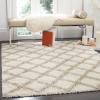 SAFAVIEH Dallas Shag Collection Area Rug – 5’1″ x 7’6″, Seafoam & Ivory, Trellis Design, Non-Shedding & Easy Care, 1.5-inch Thick Ideal for High Traffic Areas in Living Room, Bedroom (SGD258C)(Ivory/Beige)