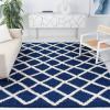 SAFAVIEH Dallas Shag Collection Area Rug – 5’1″ x 7’6″, Seafoam & Ivory, Trellis Design, Non-Shedding & Easy Care, 1.5-inch Thick Ideal for High Traffic Areas in Living Room, Bedroom (SGD258C)(Navy/Ivory)