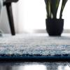 SAFAVIEH Evoke Collection 8′ x 10′ Ivory / Dark Grey EVK272G Modern Abstract Non-Shedding Living Room Bedroom Dining Home Office Area Rug(Navy/Ivory)