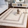 SAFAVIEH Florida Shag Collection Area Rug – 5’3″ x 7’6″, Creme & Creme, Border Design, Non-Shedding & Easy Care, 1.2-inch Thick Ideal for High Traffic Areas in Living Room, Bedroom (SG454-1111)(Beige/Dark Beige)