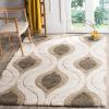 SAFAVIEH Florida Shag Collection Area Rug – 8’6″ x 12′, Cream & Smoke, Modern Ogee Design, Non-Shedding & Easy Care, 1.2-inch Thick Ideal for High Traffic Areas in Living Room, Bedroom (SG461-1179)(Cream/Smoke)