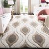 SAFAVIEH Florida Shag Collection Area Rug – 8’6″ x 12′, Cream & Smoke, Modern Ogee Design, Non-Shedding & Easy Care, 1.2-inch Thick Ideal for High Traffic Areas in Living Room, Bedroom (SG461-1179)(Cream/Smoke)